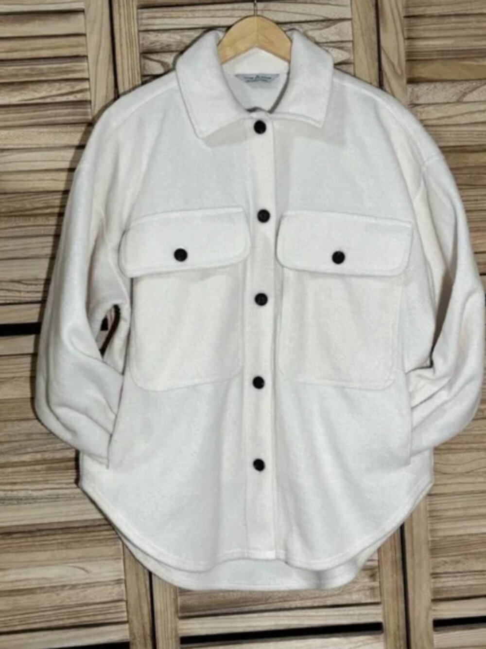 Alpine Design Women’s Shacket Cream Heavyweight Flannel Shirt Jacket Size M